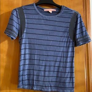 Blue and black stripped tshirt; women’s small